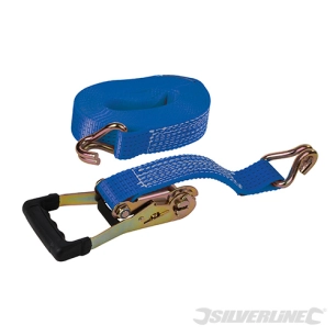 Silverline - Sangle d'arrimage avec crochet en J et poignée caoutchoutée - 8 m x 50 mm - Testé 1 700 kg, Rupture 3 400 kg