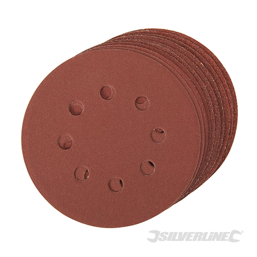 'Silverline - 10 disques abrasifs perforés auto-agrippants 125 mm - Grains assortis : 4 x 60