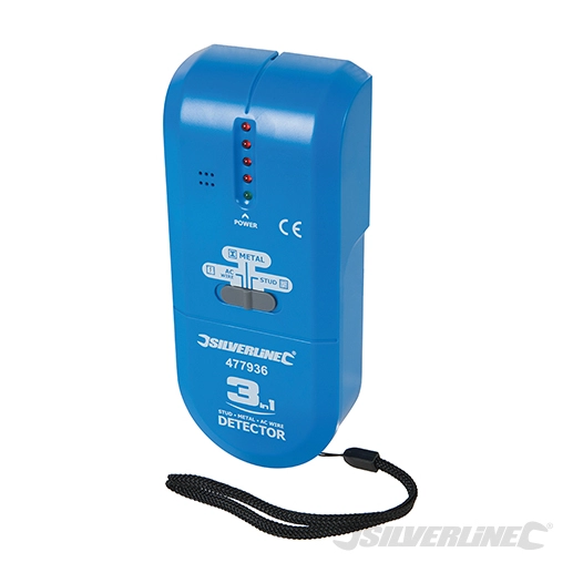 Silverline - Détecteur 3-en-1 compact - 1 x pile 9 V (PP3)