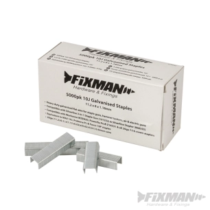 Fixman - Agrafes galvanisées 10J, 5 000 pcs - 11,2 x 8 x 1,17 mm
