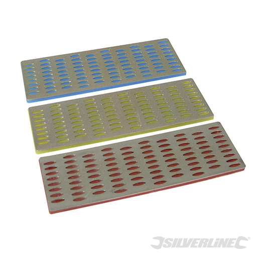 Silverline - Cartes d'affûtage diamant, 3 pcs - 50 x 150 mm