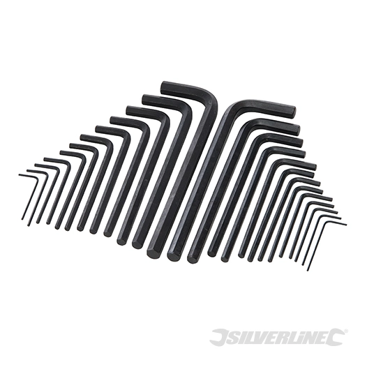 Silverline - Clés hexagonales série longue, 25 pcs - Métrique et impérial