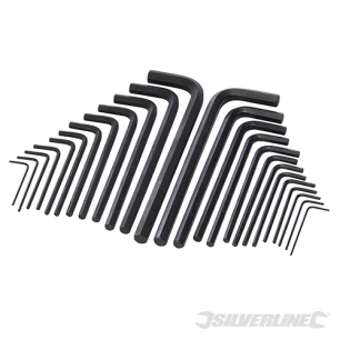 Silverline - Clés hexagonales série longue, 25 pcs - Métrique et impérial