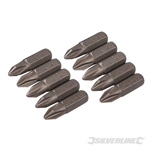 Silverline - 10 embouts Phillips chrome-vanadium - PH2