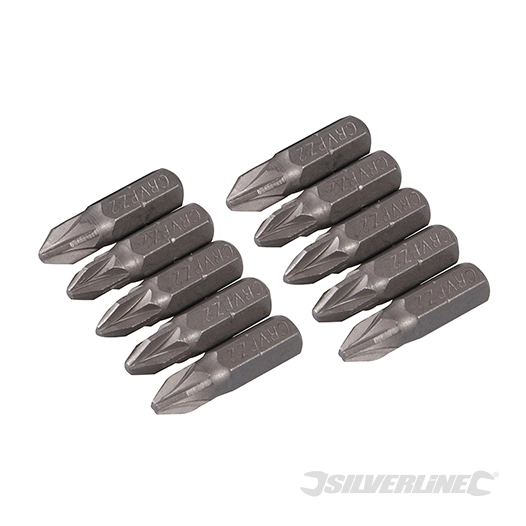 Silverline - 10 embouts Pozidriv chrome-vanadium - PZ2