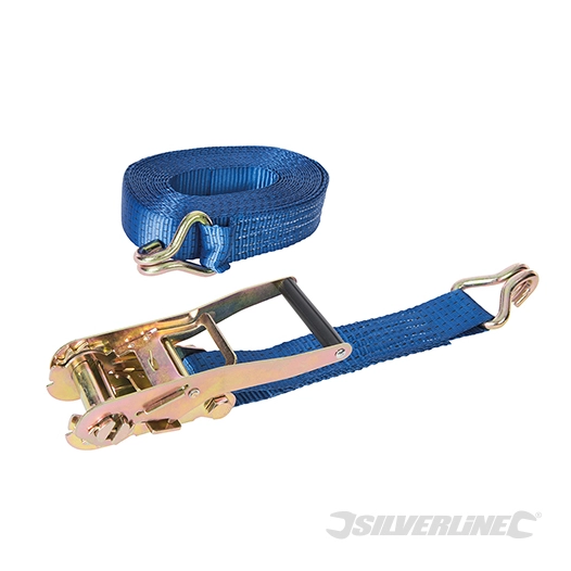 Silverline - Sangle d'arrimage avec crochet en J - 8 m x 50 mm - Testé 1 700 kg, Rupture 3 400 kg