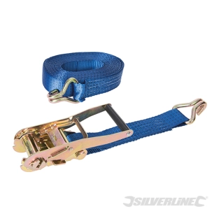 Silverline - Sangle d'arrimage avec crochet en J - 8 m x 50 mm - Testé 1 700 kg, Rupture 3 400 kg
