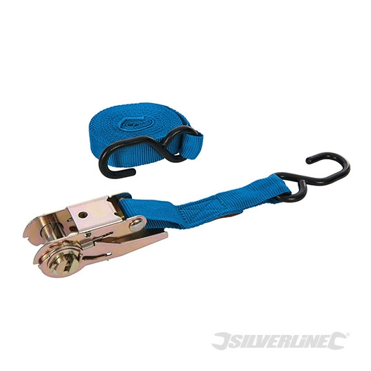 Silverline - Sangle d'arrimage à crochet en S - 4,5 m x 25 mm - Testé 250 kg, Rupture 500 kg