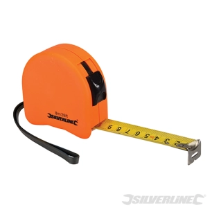 Silverline - Mètre ruban profilé fluo - 8 m / 26 ft x 25 mm