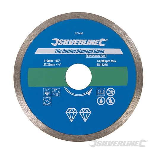 Silverline - Disque diamant pour carreaux - 110 x 22,23 mm à bordure continue