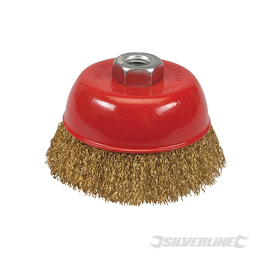 Silverline - Brosse boisseau à fils d'acier laitonnés ondulés - 100 mm