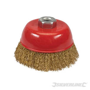 Silverline - Brosse boisseau à fils d'acier laitonnés ondulés - 100 mm