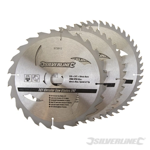 Silverline - Lames TCT pour scie circulaire 24, 40 et 48 dents - 3 pcs - 235 x 30 - Bagues de 16 et 25 mm