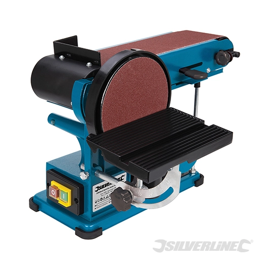 Silverline - Ponceuse stationnaire à bande et à disque, 350 W - 390 mm