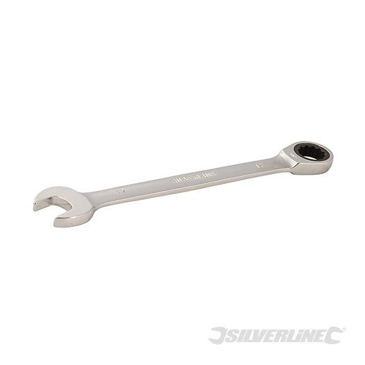 Silverline - Clé mixte à cliquet et tête droite - 17 mm