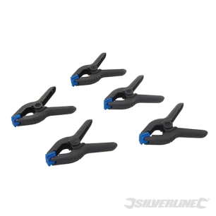 Silverline - Pinces à ressort, 5 pcs - Longueur 65 mm / Mâchoire 30 mm
