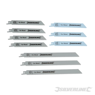 Silverline - Lames de scie-sabre pour bois et métal, 10 pcs - HCS, 240 et 150 mm