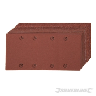 Silverline - Feuilles abrasives auto-agrippantes perforées 1/3, 10 pcs - Grains : 2 x 60, 3 x 80, 3 x 120, 2 x 240