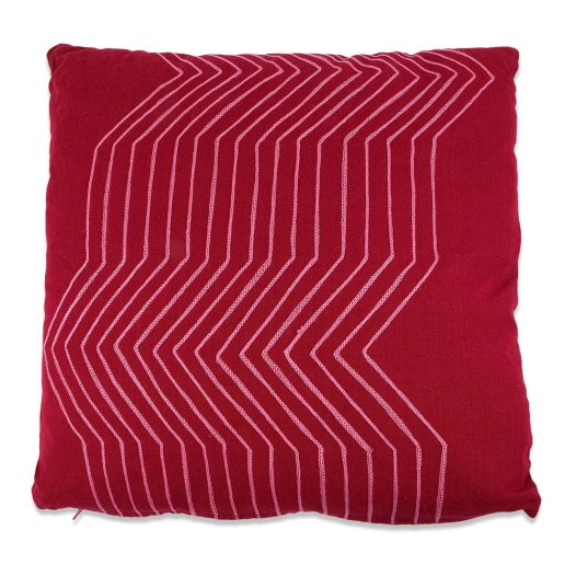 Coussin Rouge Avec Des Lignes Roses 50x12x50cm. Basics