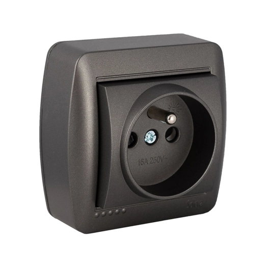 Base Fixe 2p+T (FRANÇAIS), 16a 250v~. De Surface. Série Murale Mur60fngu Solera