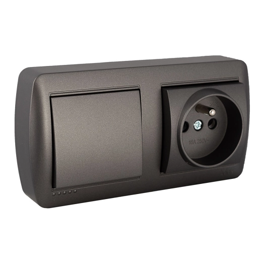 Base Fixe 2p+T 16a 250v~ + Interrupteur / Interrupteur 10ax 250v~. De Surface. Série Murale Mur63fngu Solera