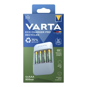 Chargeur De Batterie Varta Eco Charger Pro + 4 Piles Aaa 800 Mah 56813
