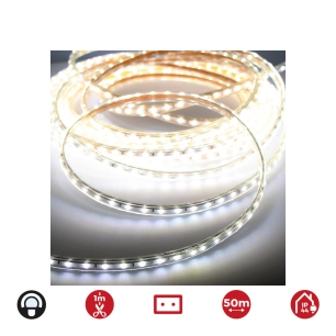 Bobine Ruban Led 50m. 60 Leds/M 4,2w/M Blanc Froide Ip44 6.400k Edm 220v-240v (USAGE Intérieur Extérieur) 12mm Grosor