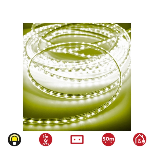 Bobine Ruban Led 50m. 60 Leds/M 4,2w/M Jaune Edm Ip44 220-240v