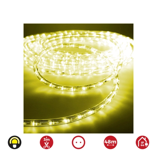 Tubeflexiled Led 2 Voies Multifonction 48m. 36 Leds/M Jaune Ip44 ( Usage Int. Ext.) Edm