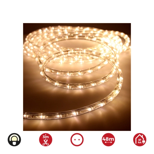 Tube Flexiled Led 2 Voies Multifonction 48m. 36 Leds/M Blanc Chaud Ip44 ( Usage Int. Ext.) Edm