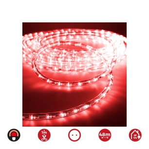 Tube Flexiled 2 Voies 48m. Fixes 30 Leds/M Rouge