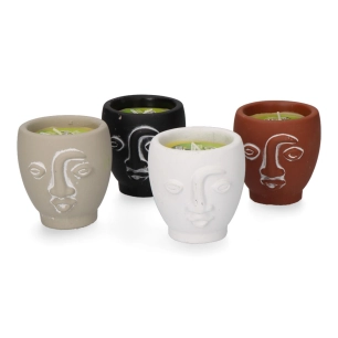 Bougie Faces Terre Cuite Citronnelle Couleurs Assorties