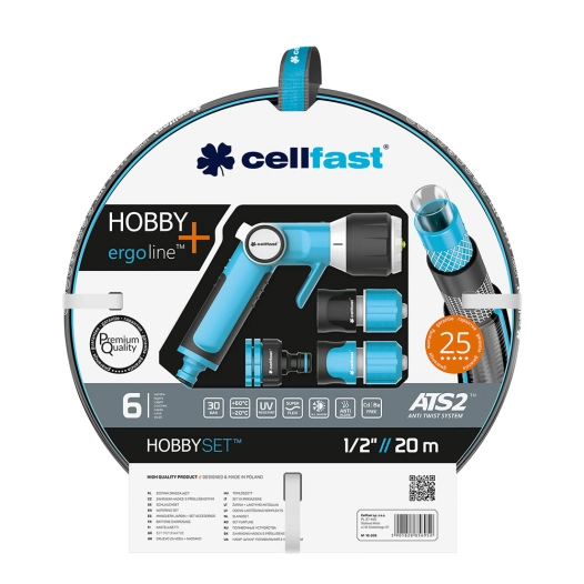 Jeu De Tuyaux D'irrigation Hobby Ats2 De 12,5 Mm X 20 M Avec Connecteurs Et Pistolet Cellfast