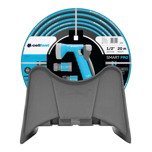 Jeu De Tuyaux D'irrigation Smart Pro Ats De 12,5 Mm X 20 M, Support Mural Et Connecteurs Cellfast