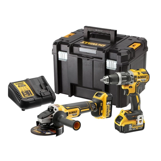 S.Of. Kit 18v Hammer Drill + Dcg405 Grinder + 2 5ah Li-Ion Batteries + Dewalt Tstak Vi Dck2080p2t-Qw Case