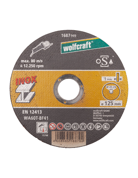 Disques À Couper En Acier Inoxydable Ø125 X 1,0 X 22,2mm En Boite 8463000 Wolfcraft