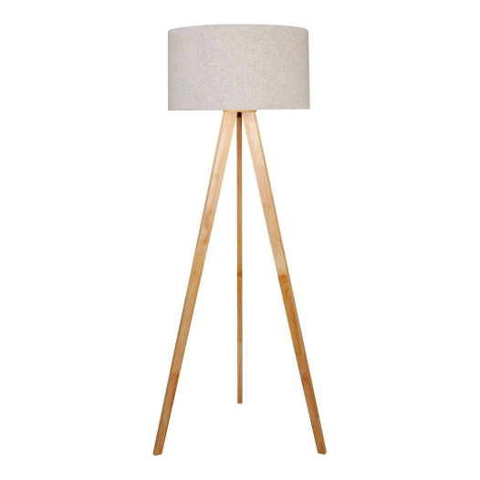 Lampadaire Edm E27 En Bois Et Tissu