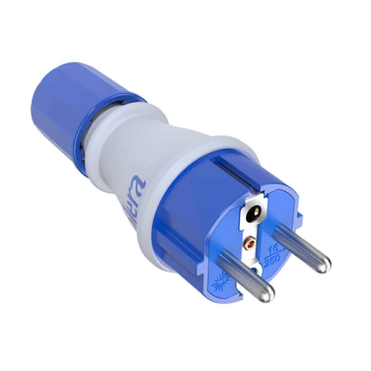 2p+E Plug, 16a,250v Ø4.8mm Pins. White Thermoplastic Elastomer Material 706tkb Solera