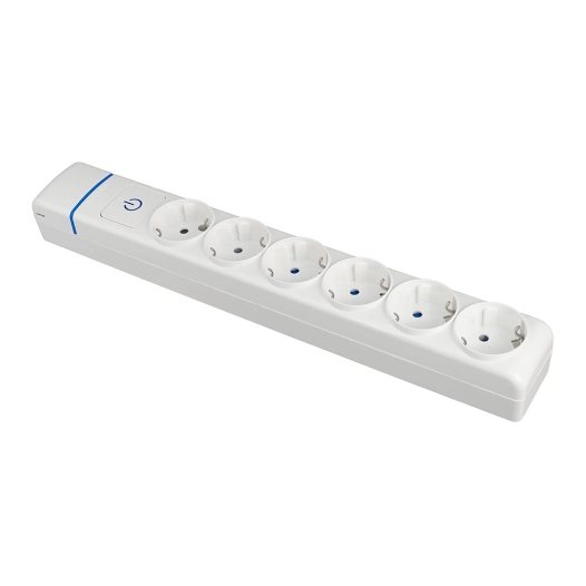 Multiple Base With 6 Outlets 2p+E, 16a 250v. With Light Switch. 8006pil Solera