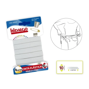 Blister Ruban Élastique 10mmx4mts.Blanc Hidalgo