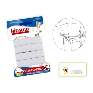 Blister Ruban Élastique 15mmx3m.Blanc Hidalgo