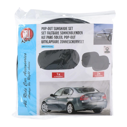 Pack Parasol Pop-Out Voiture, Couleur Noire, 3 Pièces. All Ride
