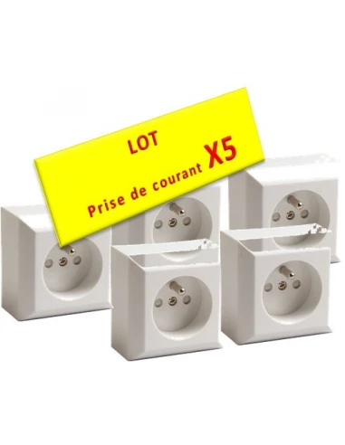 Lot de 5 prises de courant en saillie