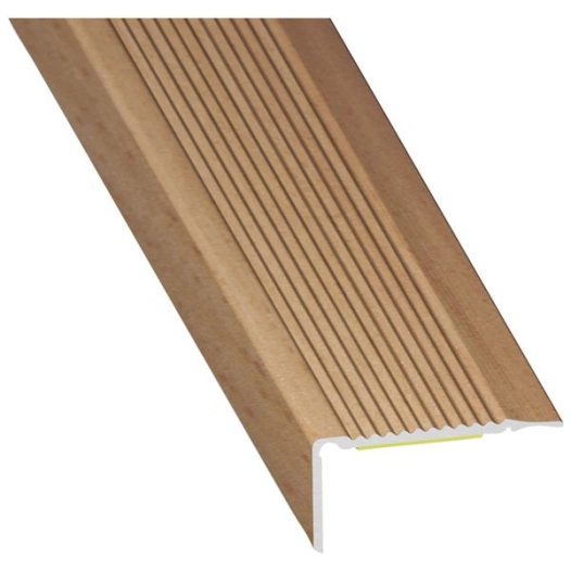 Nez De Marche Adhésif Aluminium Hêtre 45x23 Mm Long. 1m