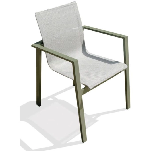 Fauteuil Empilable - Miami - Textilène Alu - Kaki