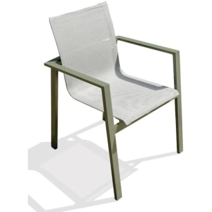 Fauteuil Empilable - Miami - Textilène Alu - Kaki