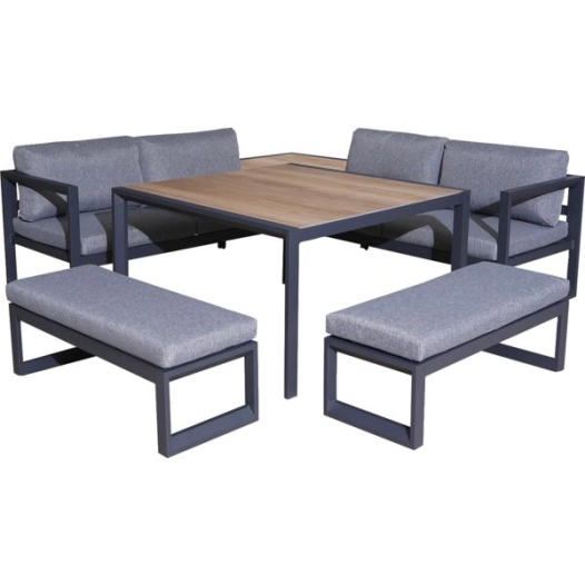Salon Royan Iii Graphite Alu 2 Meridiennes 2 Bancs Et 1 Table