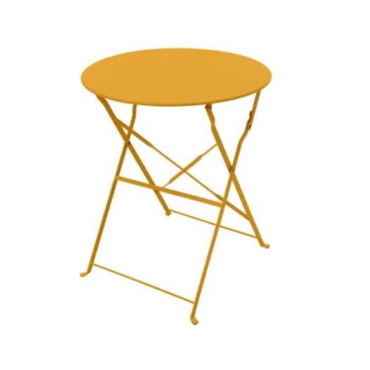 Table Bistrot Pliante Merida Ø60cm En Acier Jaune Solaire
