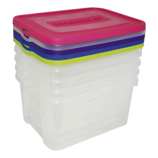 Lot 5 Boîtes Translucides Recyclées 25l - Avec Couvercles