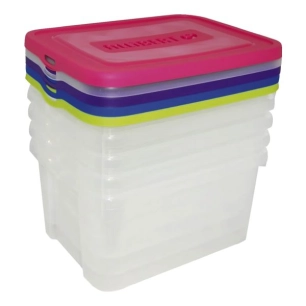 Lot 5 Boîtes Translucides Recyclées 25l - Avec Couvercles